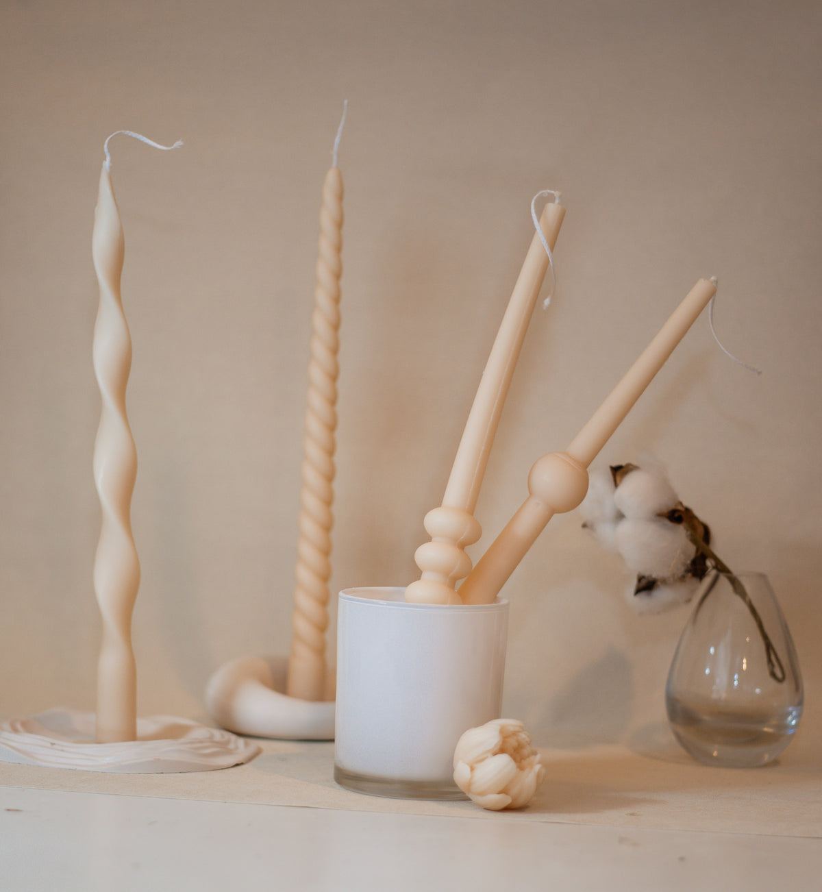 Sculptural Taper Candle Set